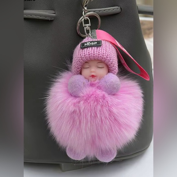 Pink Plush Doll Keychain - Picture 2 of 6